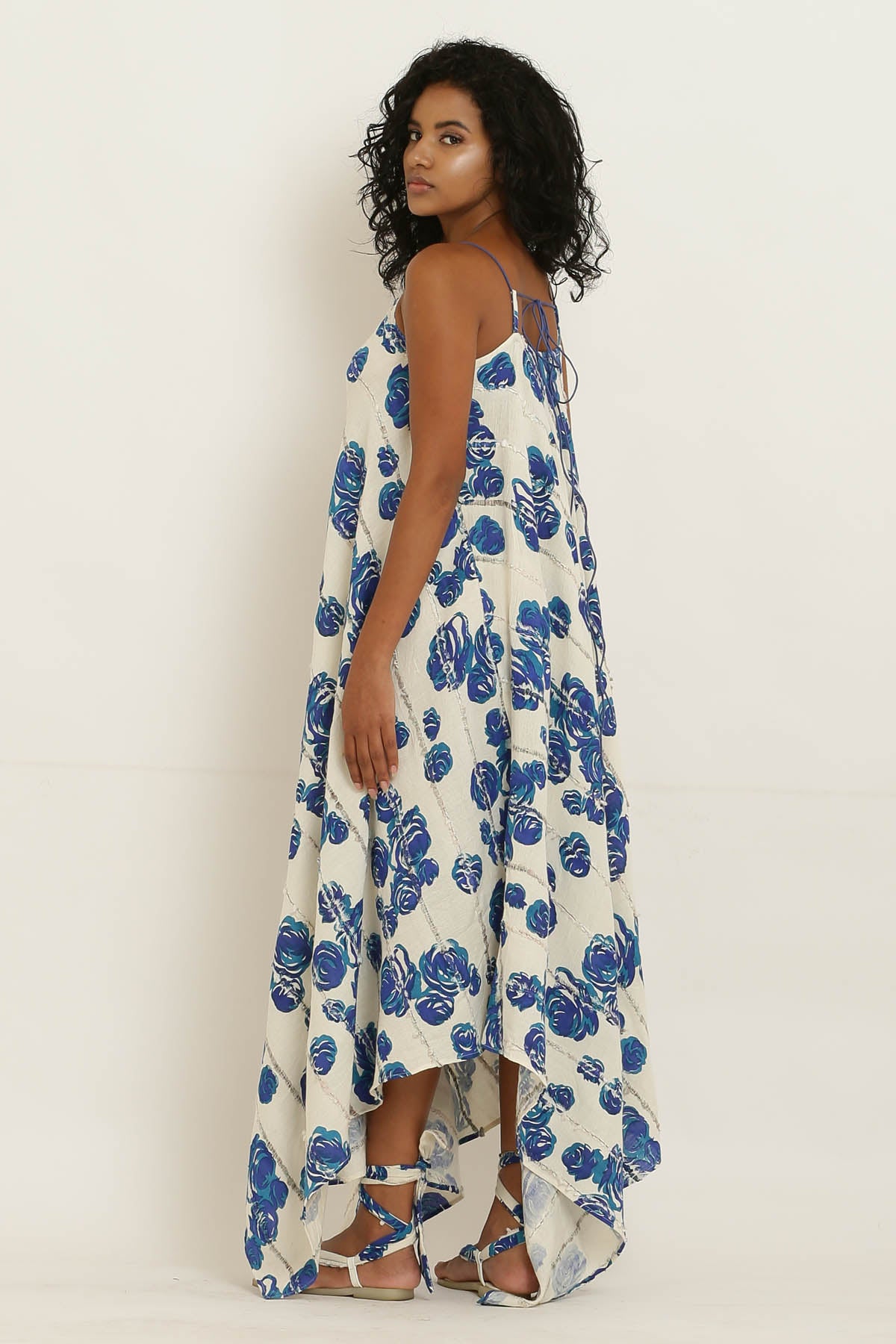 Blue Rose Printed Cotton Dress