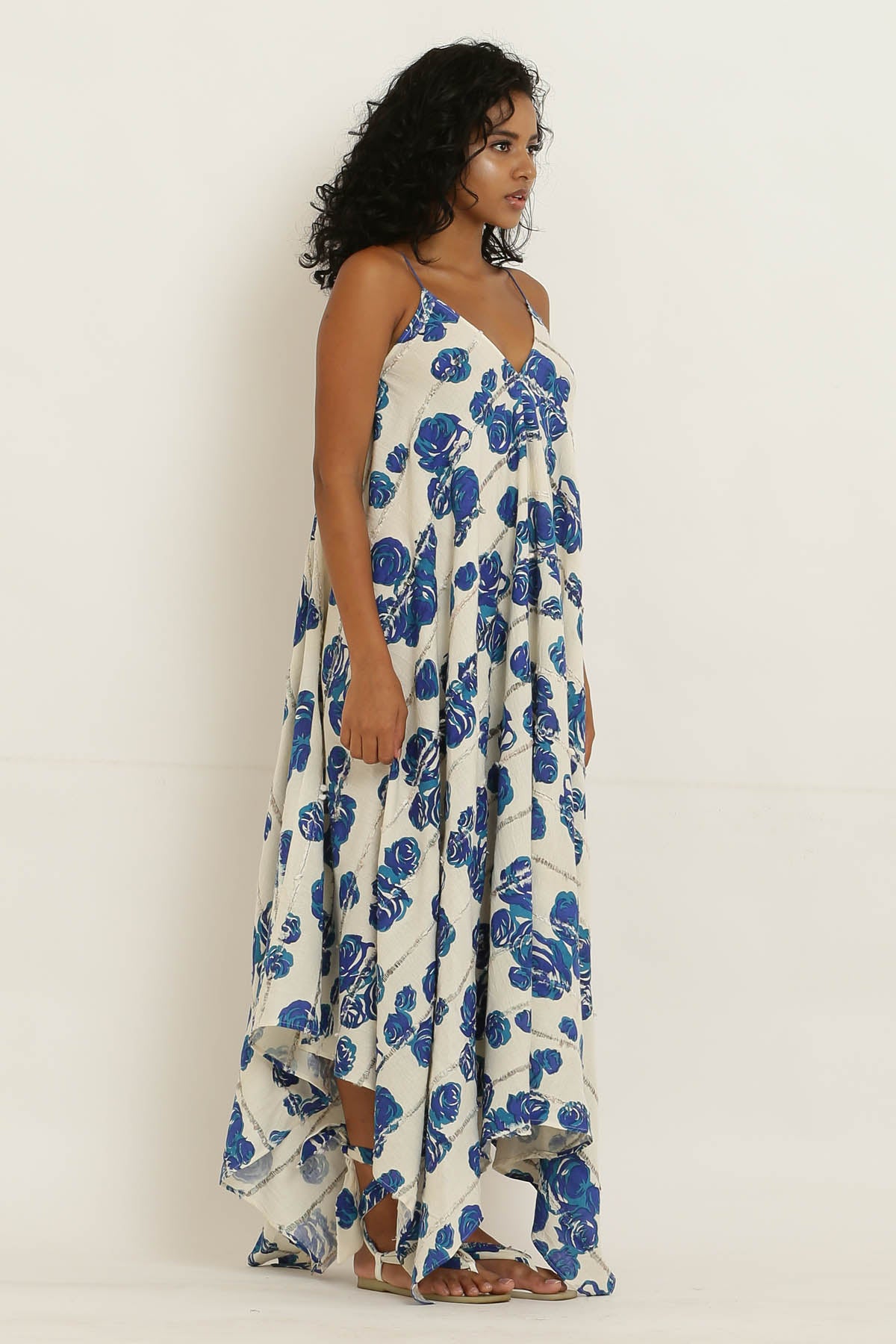 Blue Rose Printed Cotton Dress