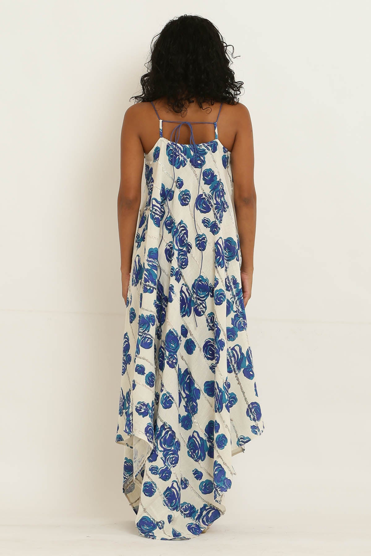 Blue Rose Printed Cotton Dress