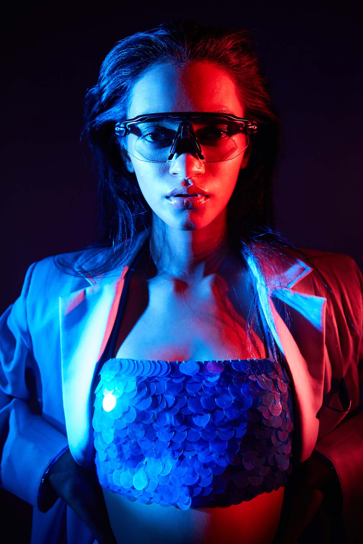 Blue Sequins Halter Bralette