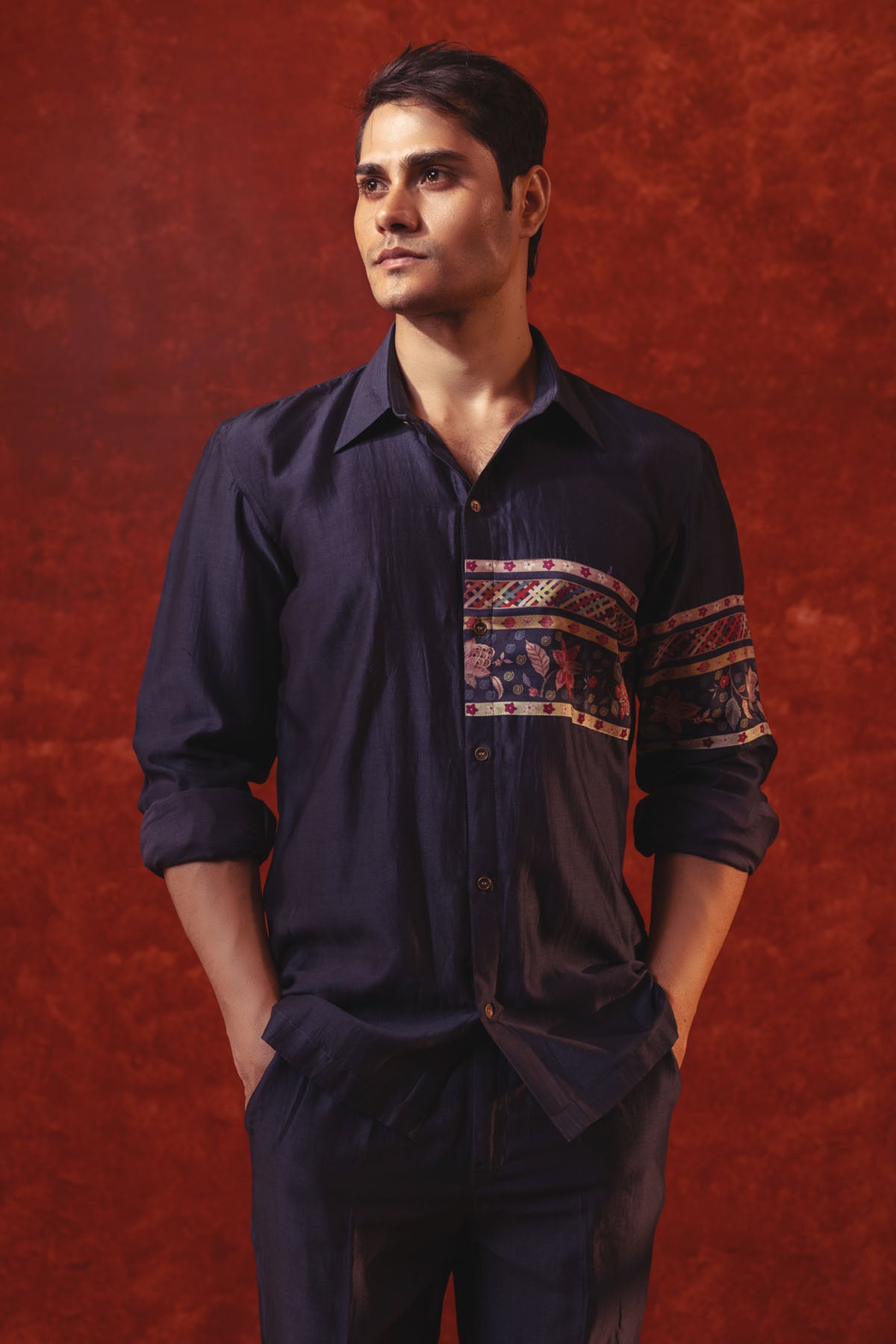 Blue Silk Chanderi Co-ord Set