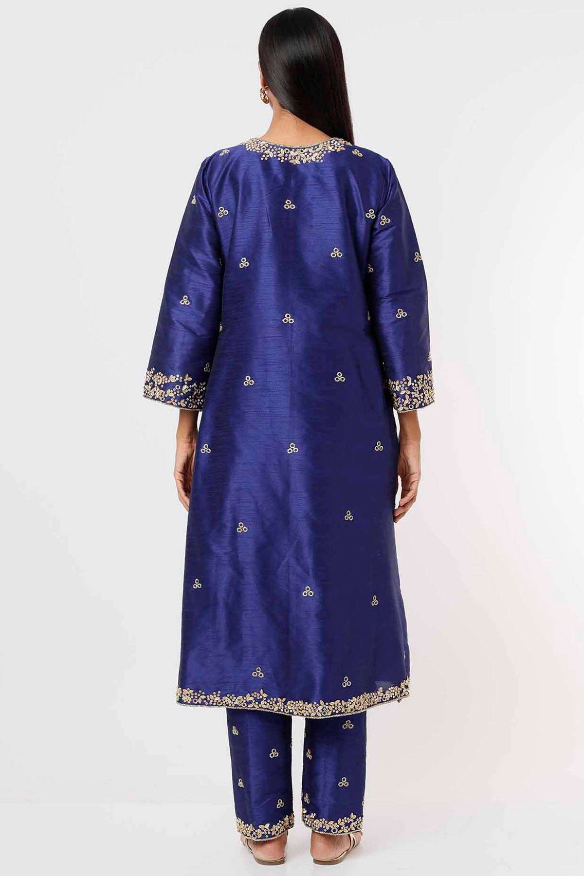 Blue Raw Silk Kurta & Pants