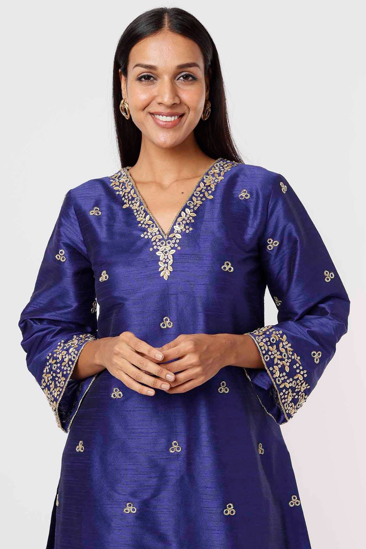 Blue Raw Silk Kurta & Pants