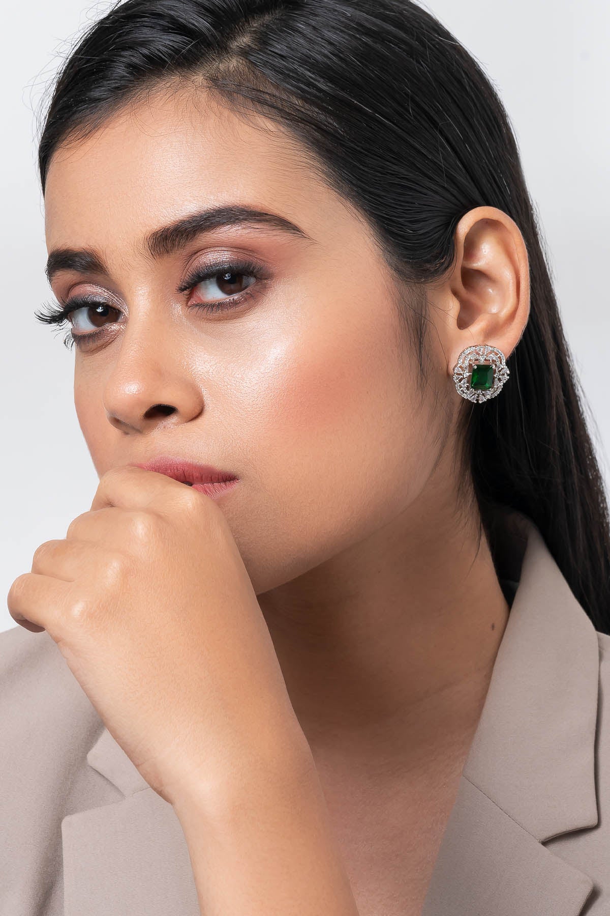 Blue Square Diamond Earrings