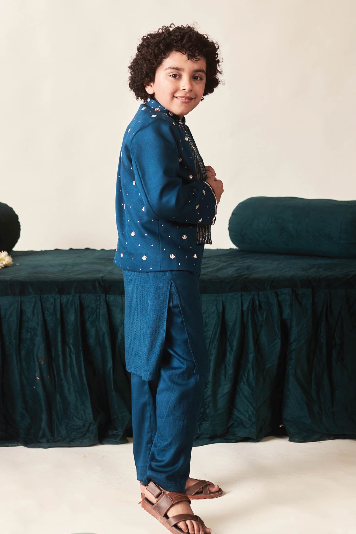 Blue Stripe Jacket & Kurta Set