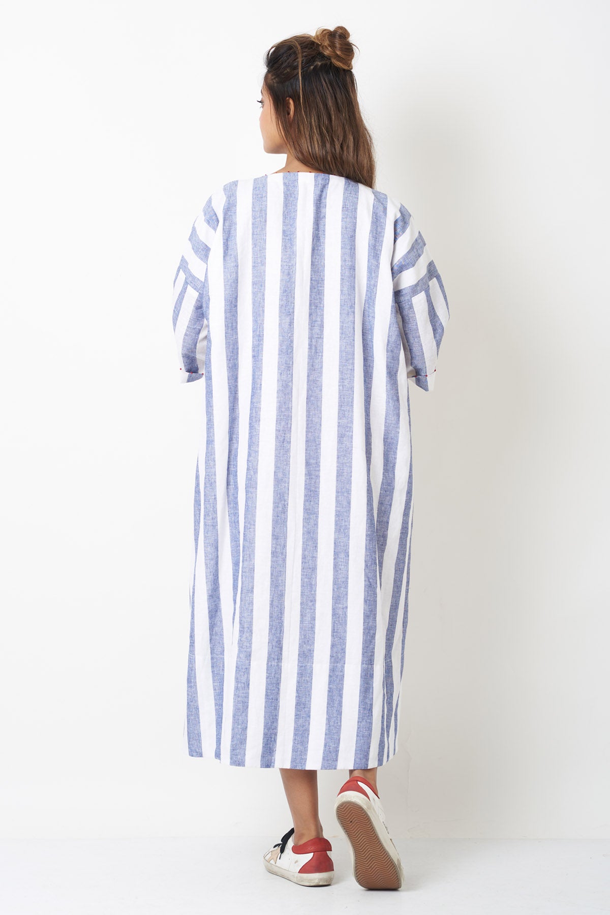 Blue Stripe Long Shirt Dress