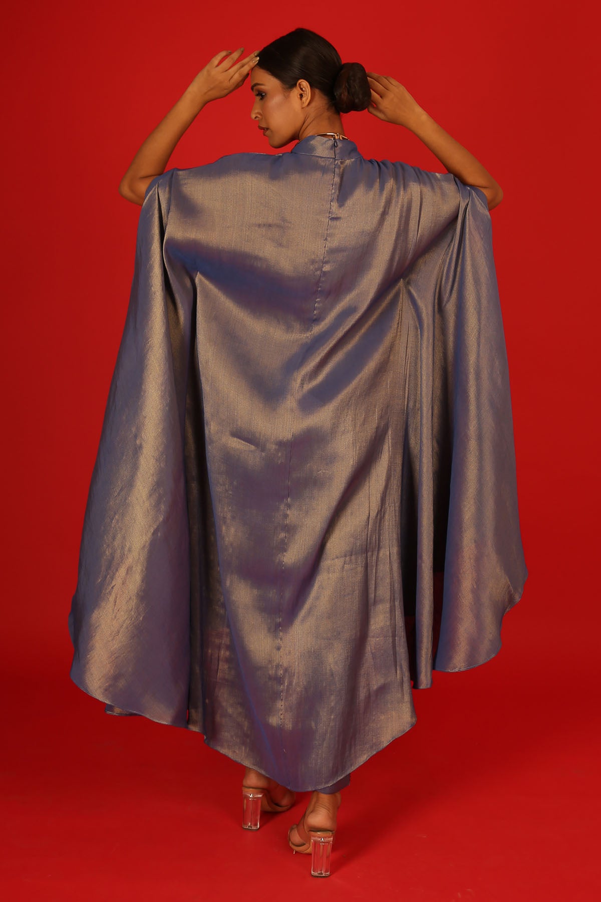 Blue Tissue Kaftan Style Kurta