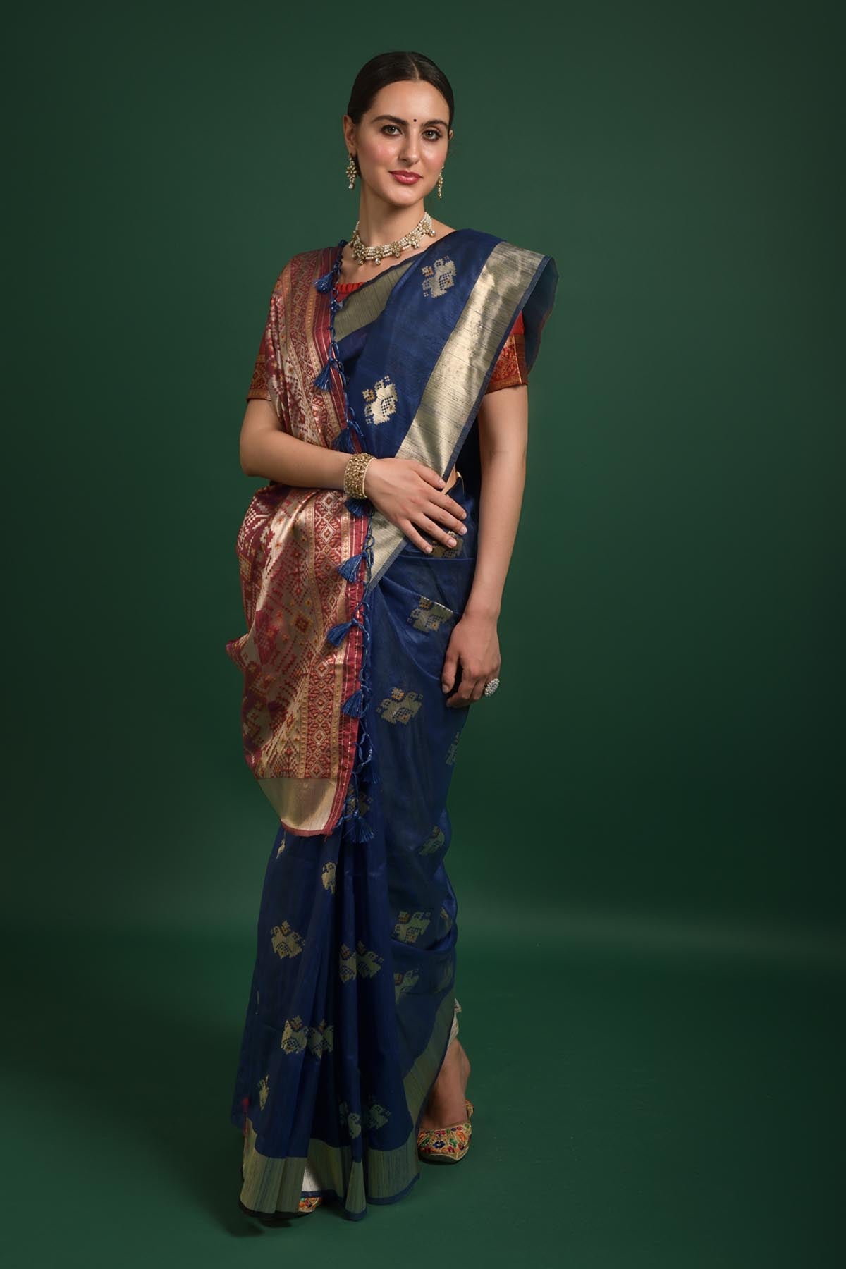 Blue Tussar Silk Saree