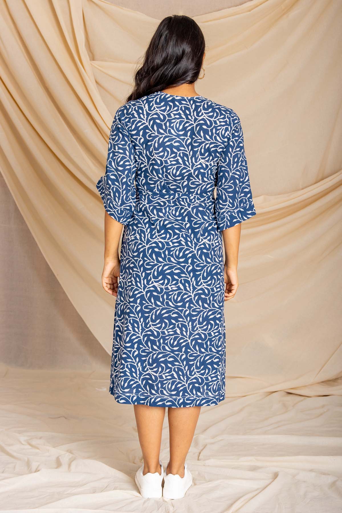 Blue Wrap Midi Dress