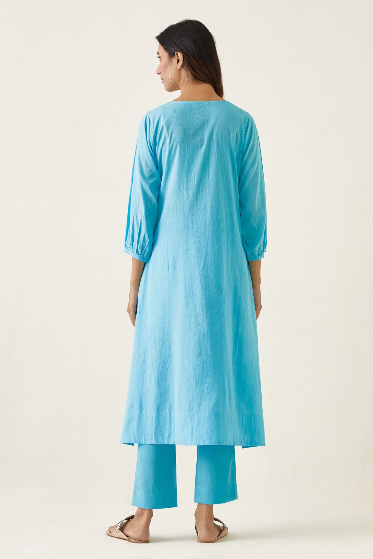 Blue Yoke Embroidered Kurta Set