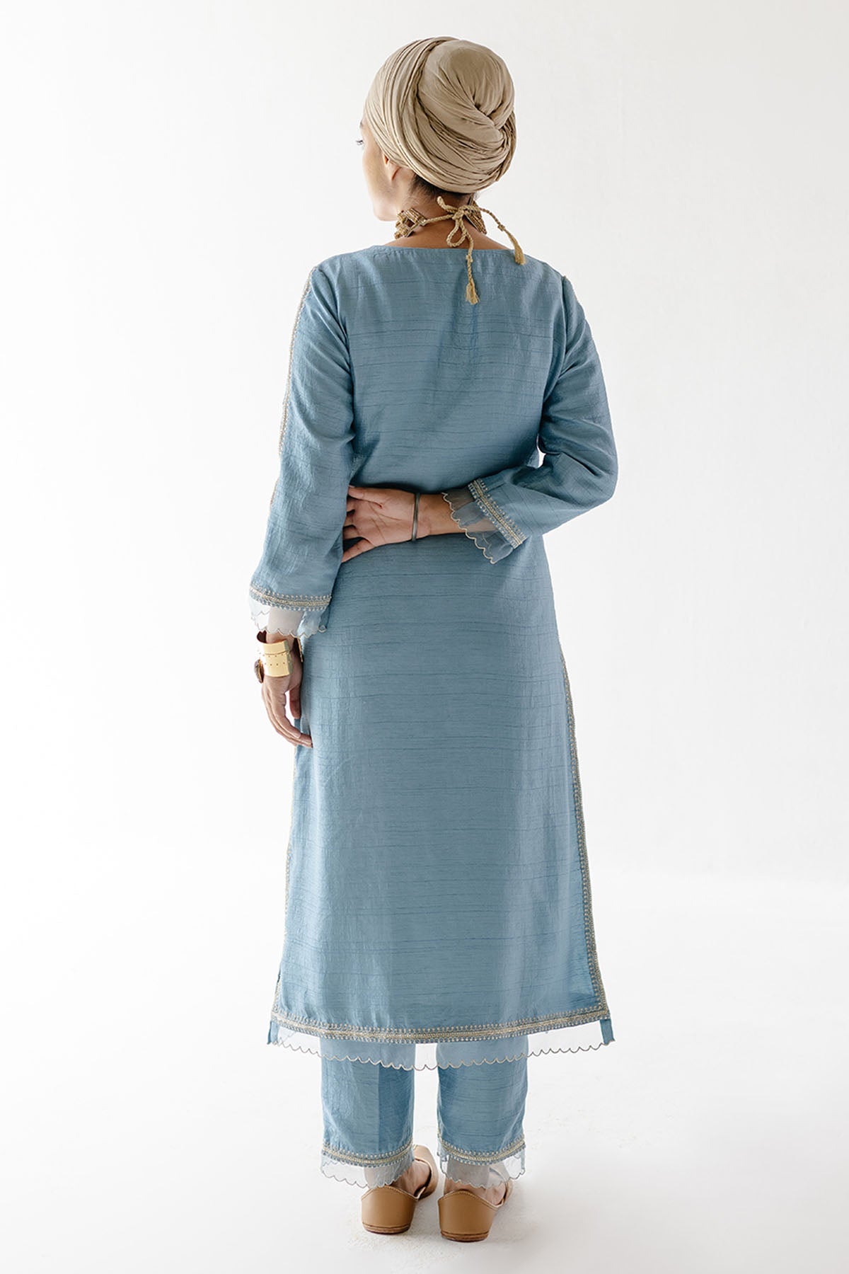 Blue Zari Embroidered Kurta Set