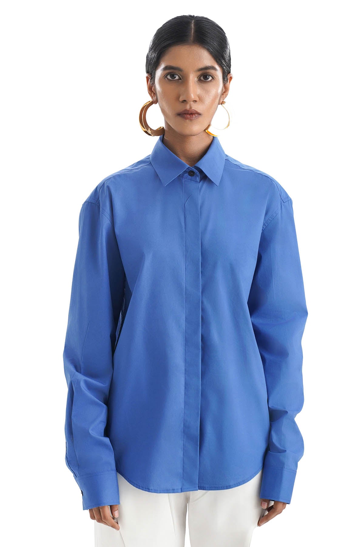 Blue 100% Cotton Button Shirt