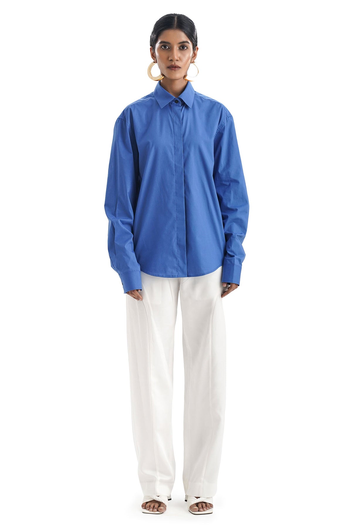 Buy Notre Ame Blue 100% Cotton Button Shirt For Women Online at ScrollnShops