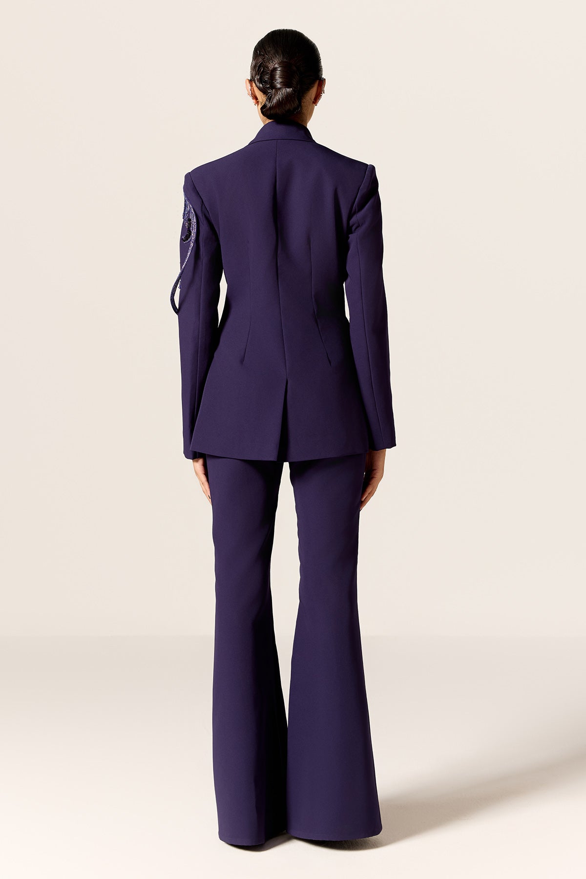 Blue 3D Embroidered Blazer Set