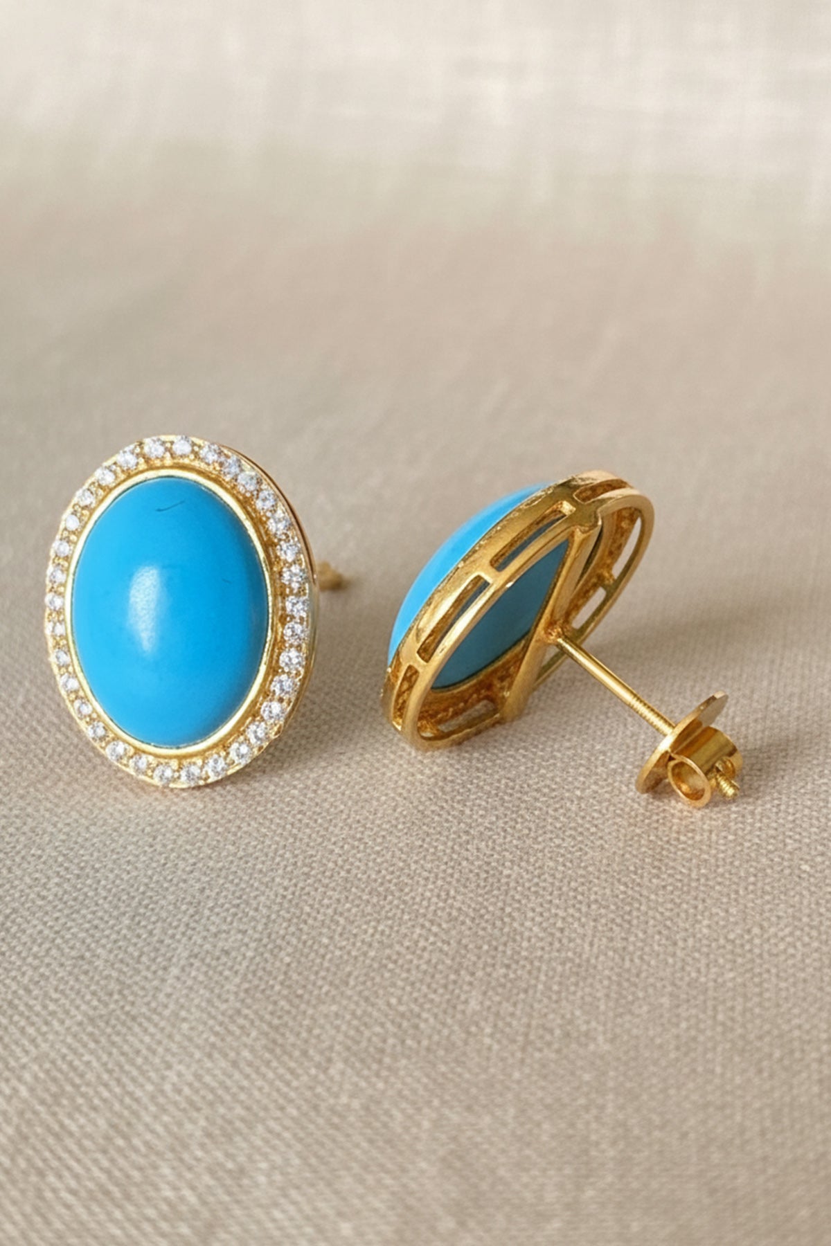 Blue 925 Silver Oval Earring