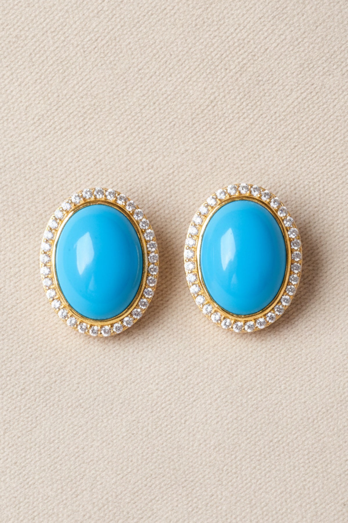 Blue 925 Silver Oval Earring