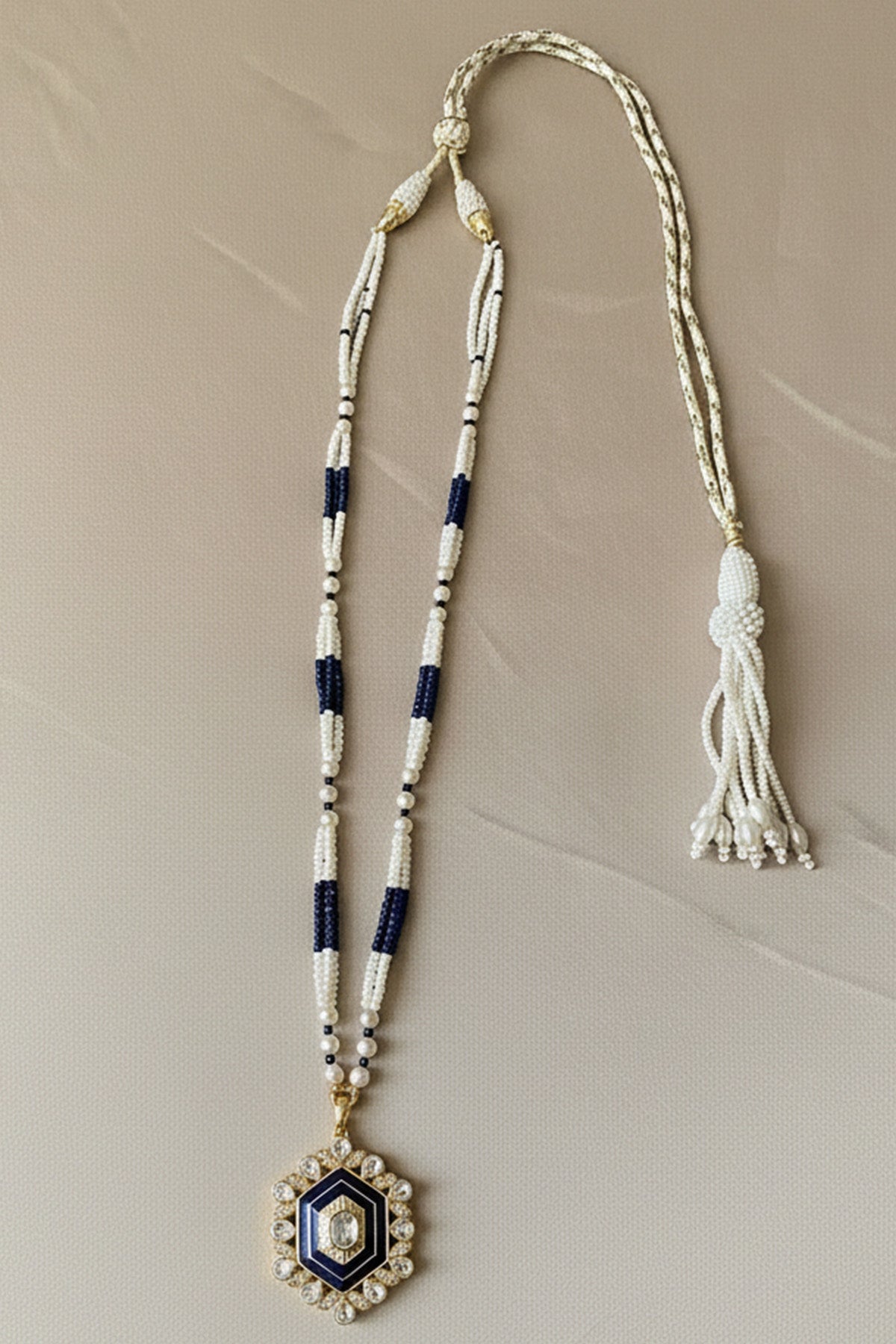 Blue 925 Silver Polki Necklace