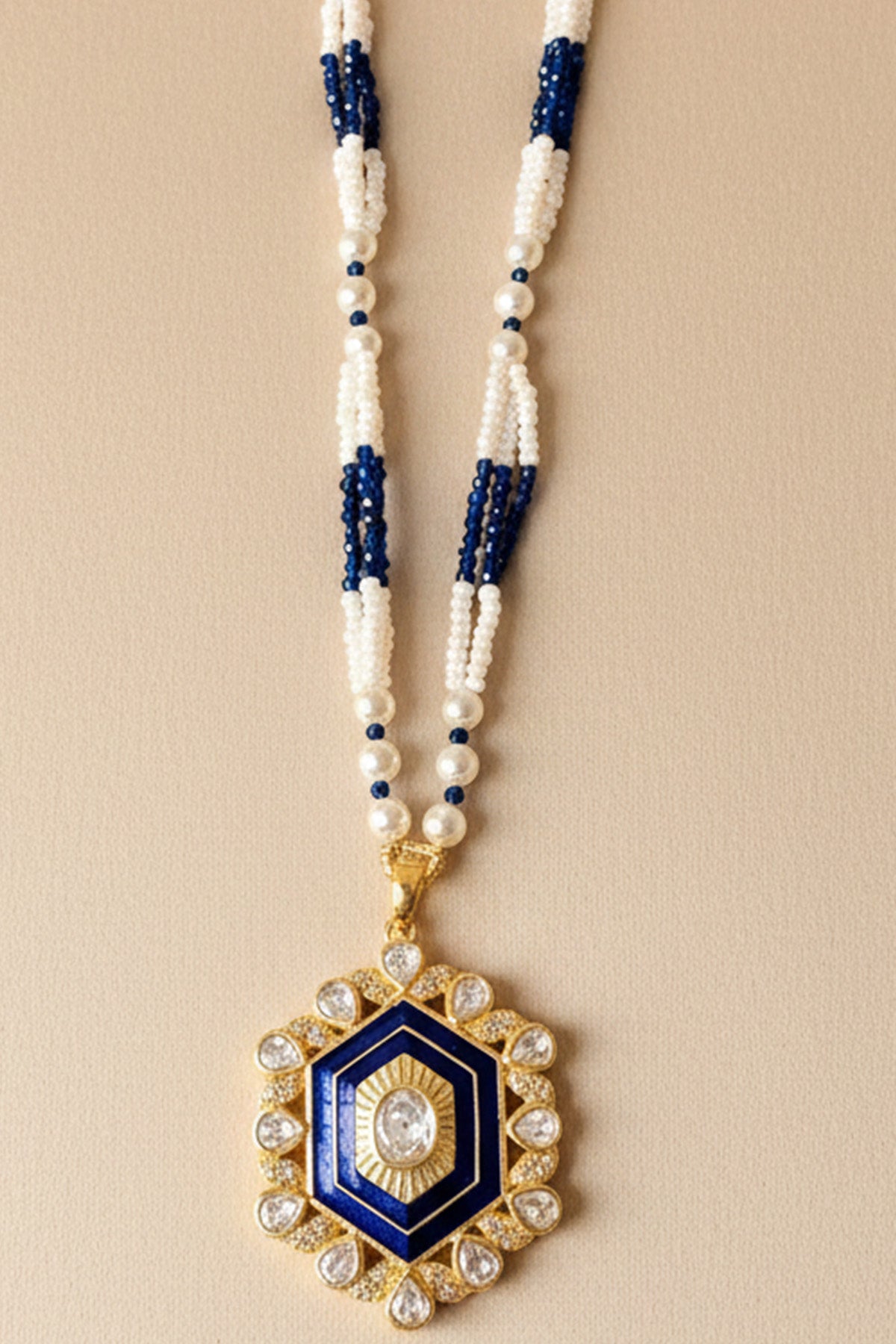 Blue 925 Silver Polki Necklace