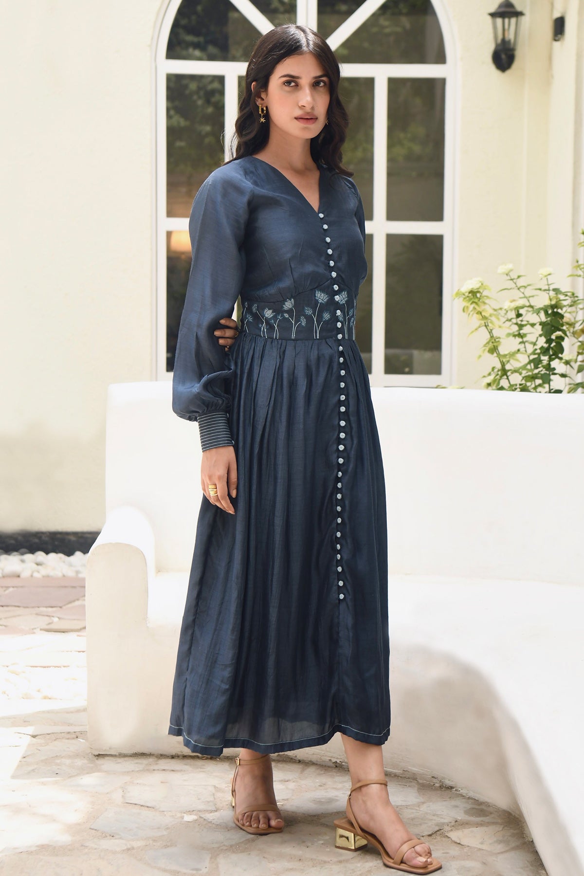 Blue Aari Embroidered Dress