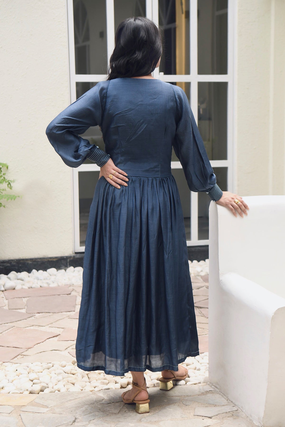 Blue Aari Embroidered Dress