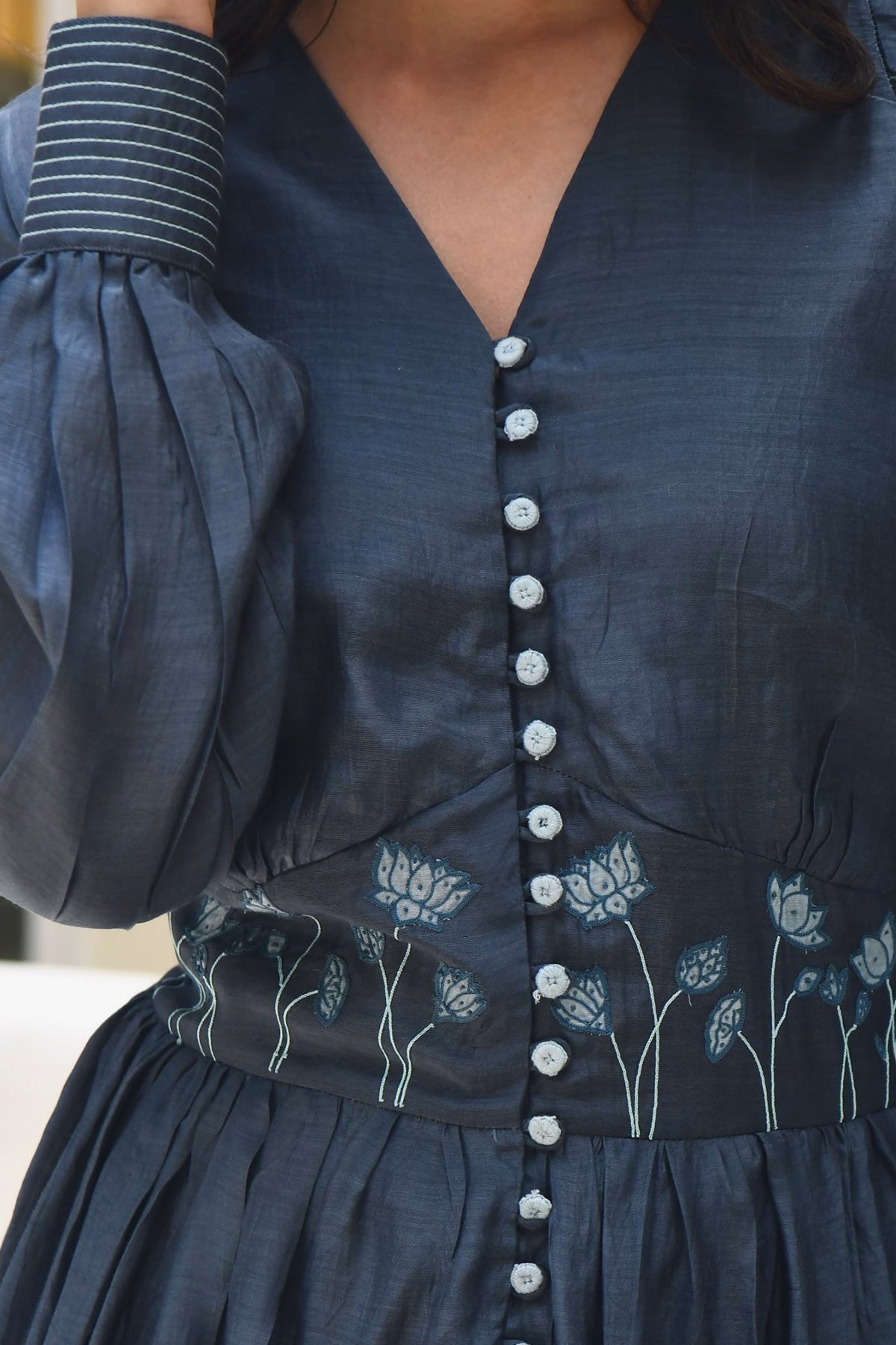 Blue Aari Embroidered Dress