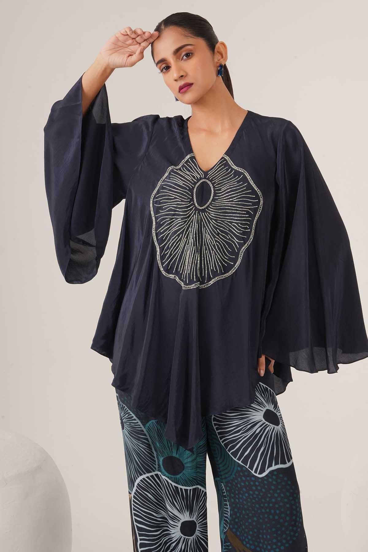 Blue Abstract Print Top & Pants