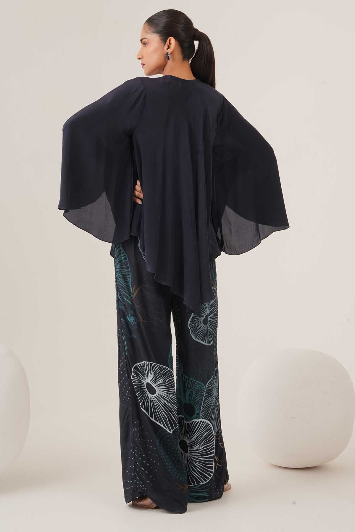 Blue Abstract Print Top & Pants