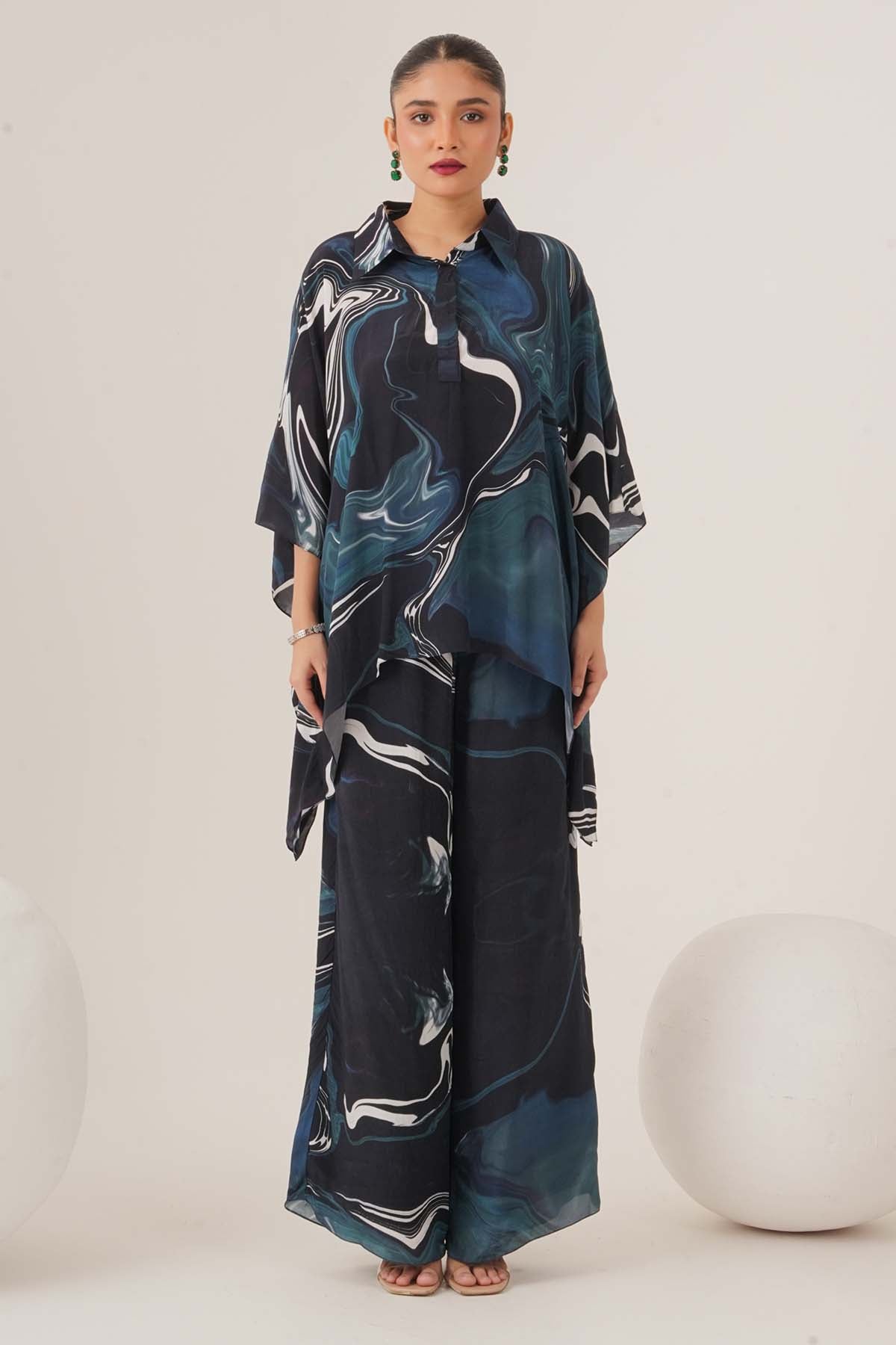 Buy Abstract Print Blue Top & Pants by Shristi Chetani for women online at ScrollnShops