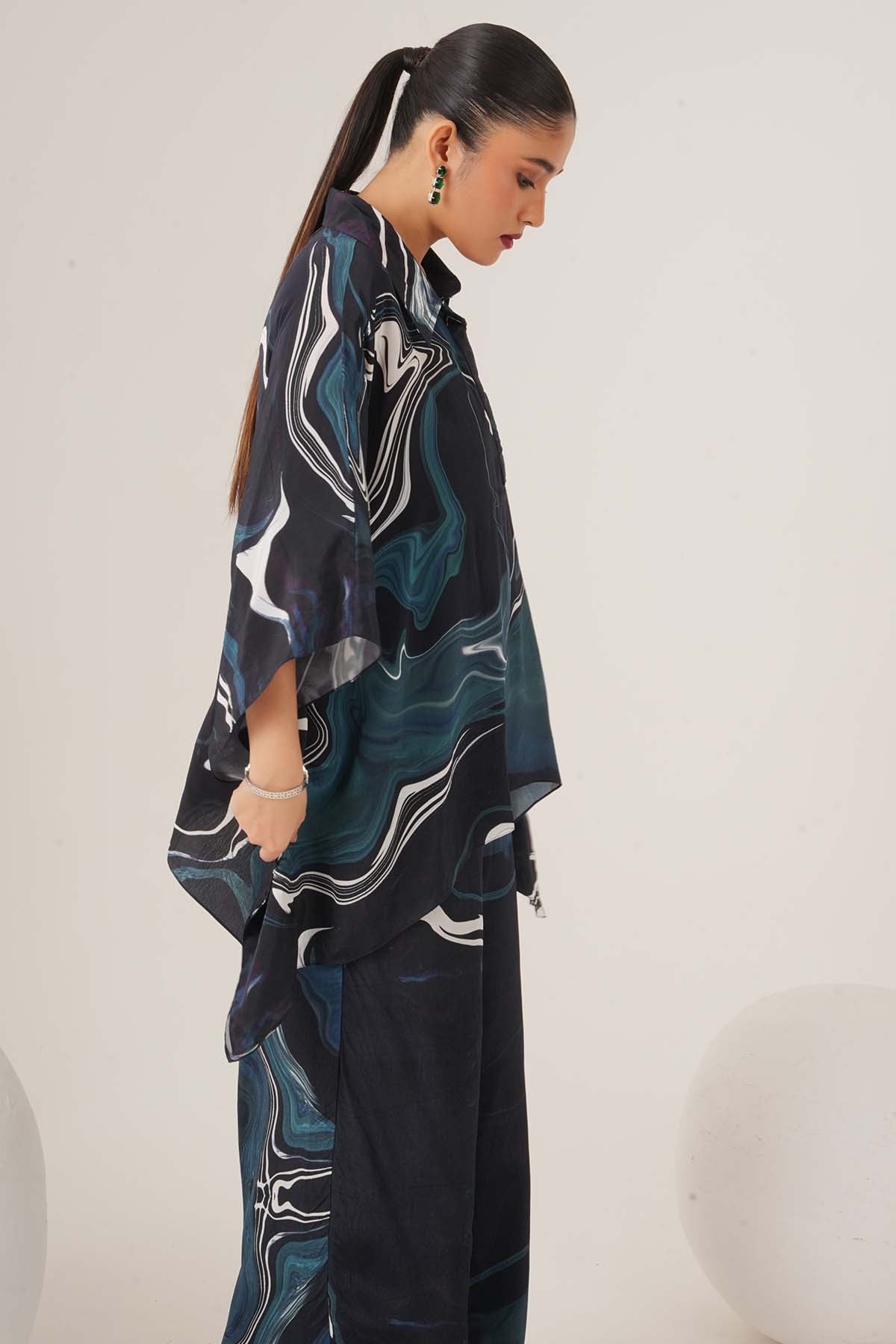 Abstract Print Blue Top & Pants