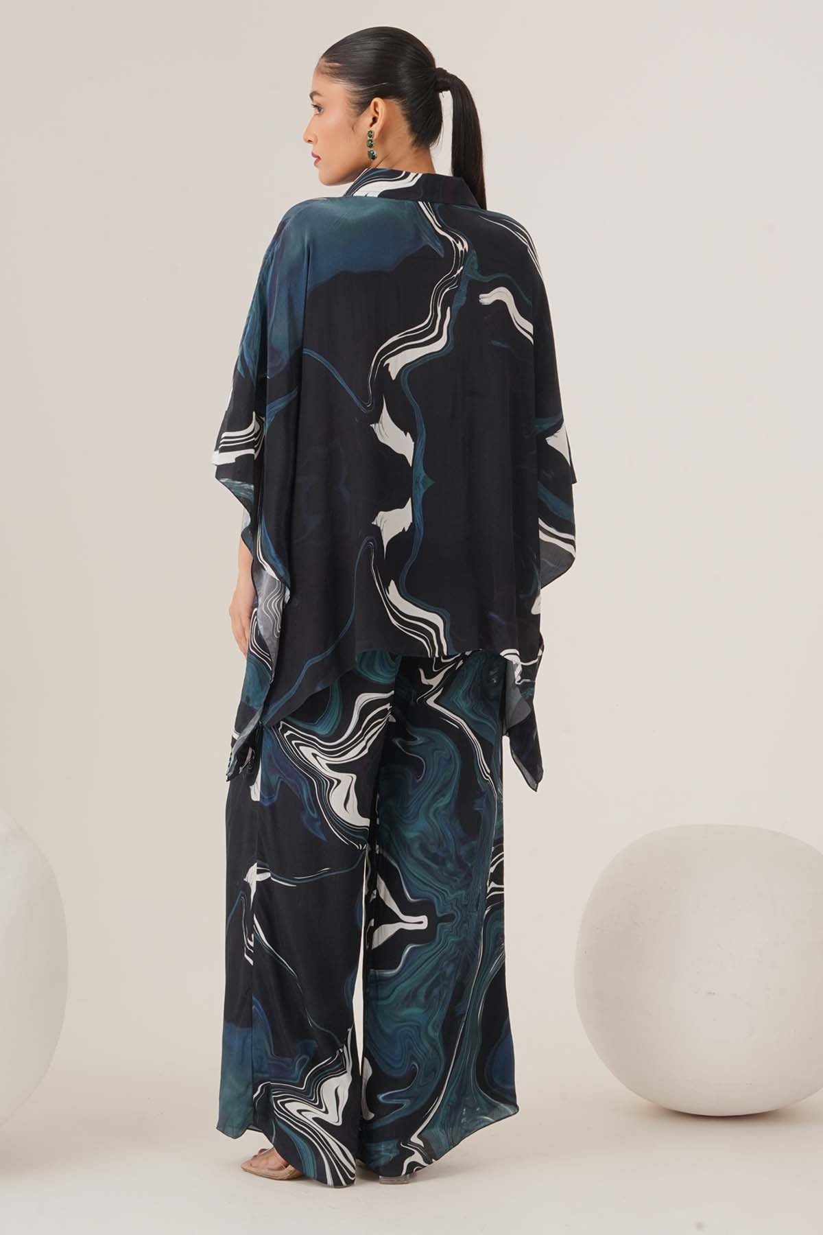 Abstract Print Blue Top & Pants