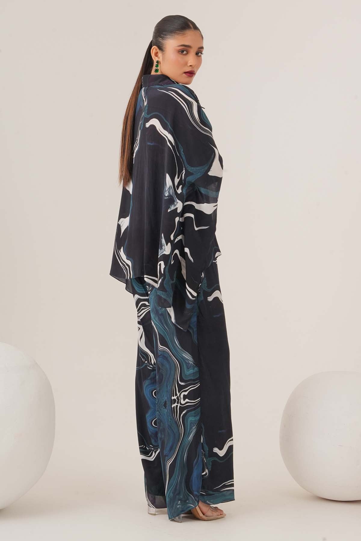 Abstract Print Blue Top & Pants