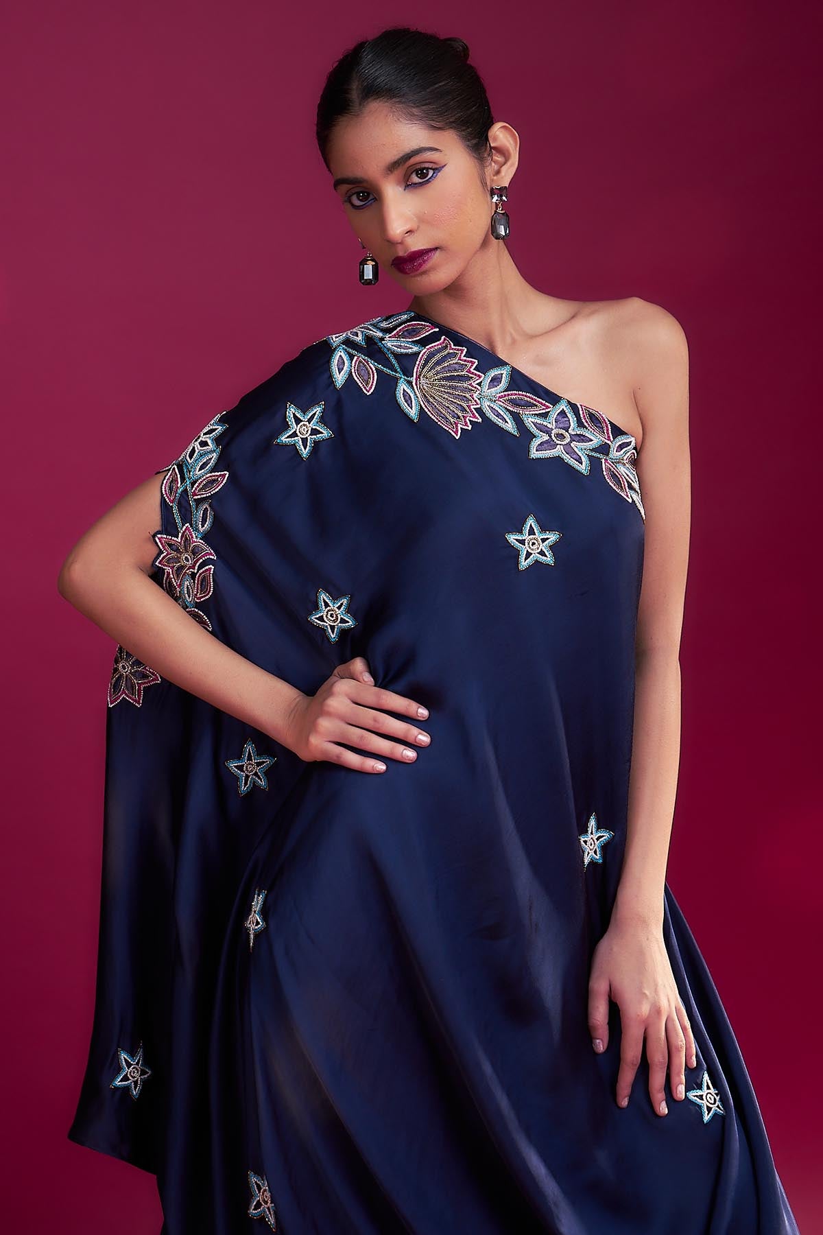 Blue Ajrakh Patchwork Kaftan