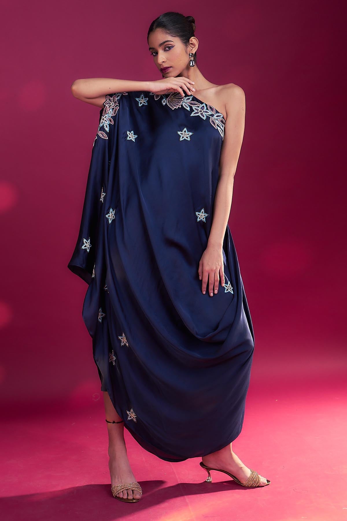 Blue Ajrakh Patchwork Kaftan