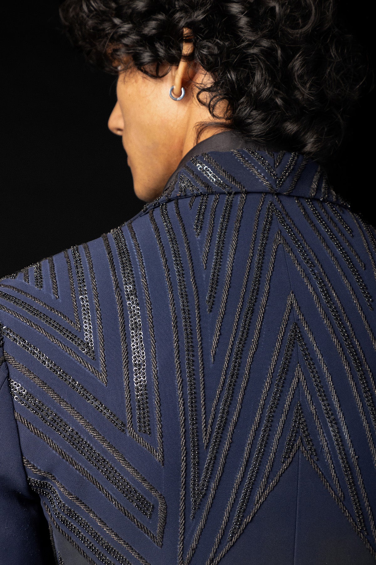 Blue Applique Embroidery Tuxedo