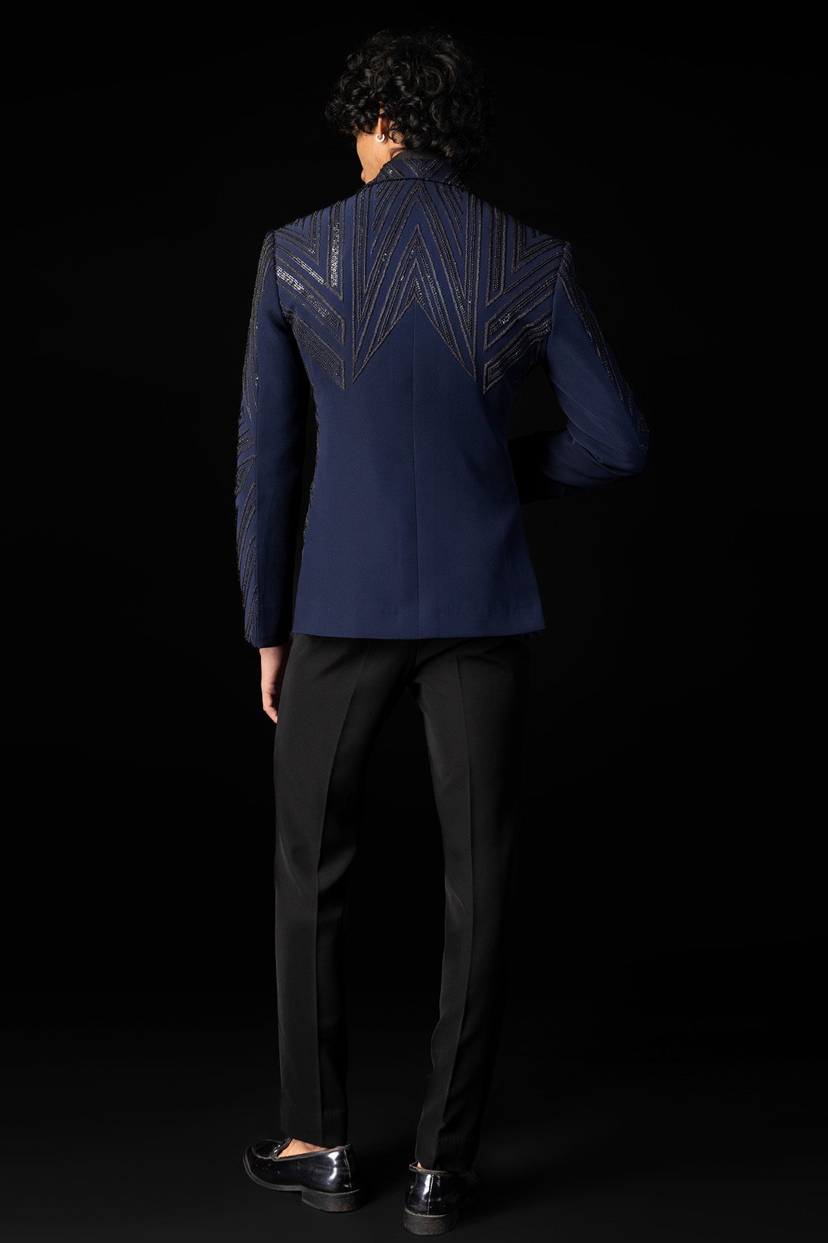 Blue Applique Embroidery Tuxedo