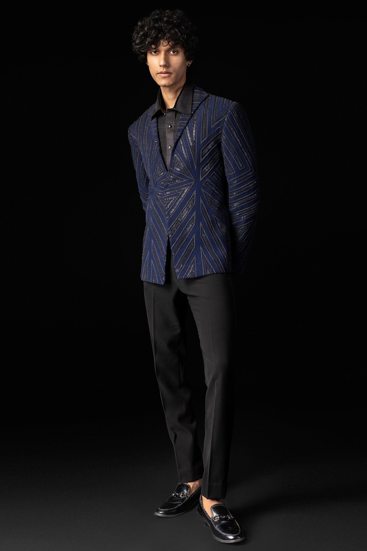 Blue Applique Embroidery Tuxedo