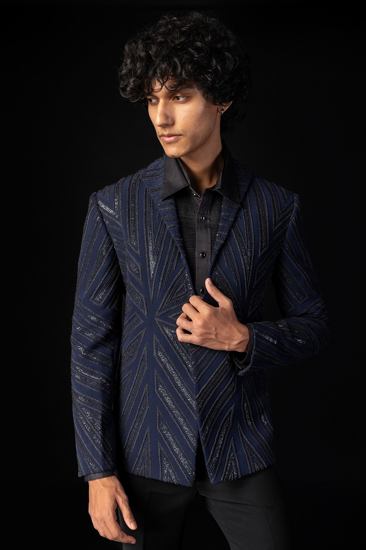 Blue Applique Embroidery Tuxedo
