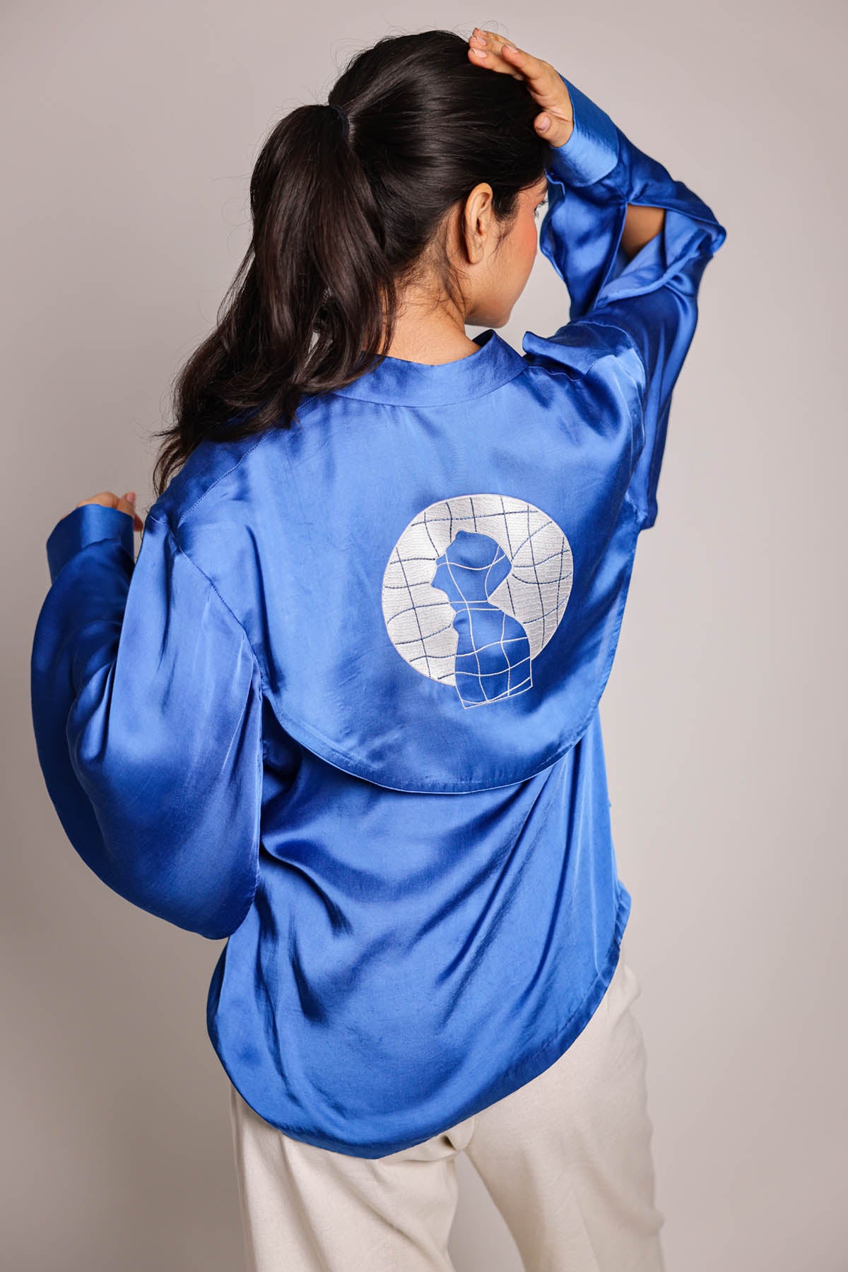 Blue Asymmetrical Hem Shirt