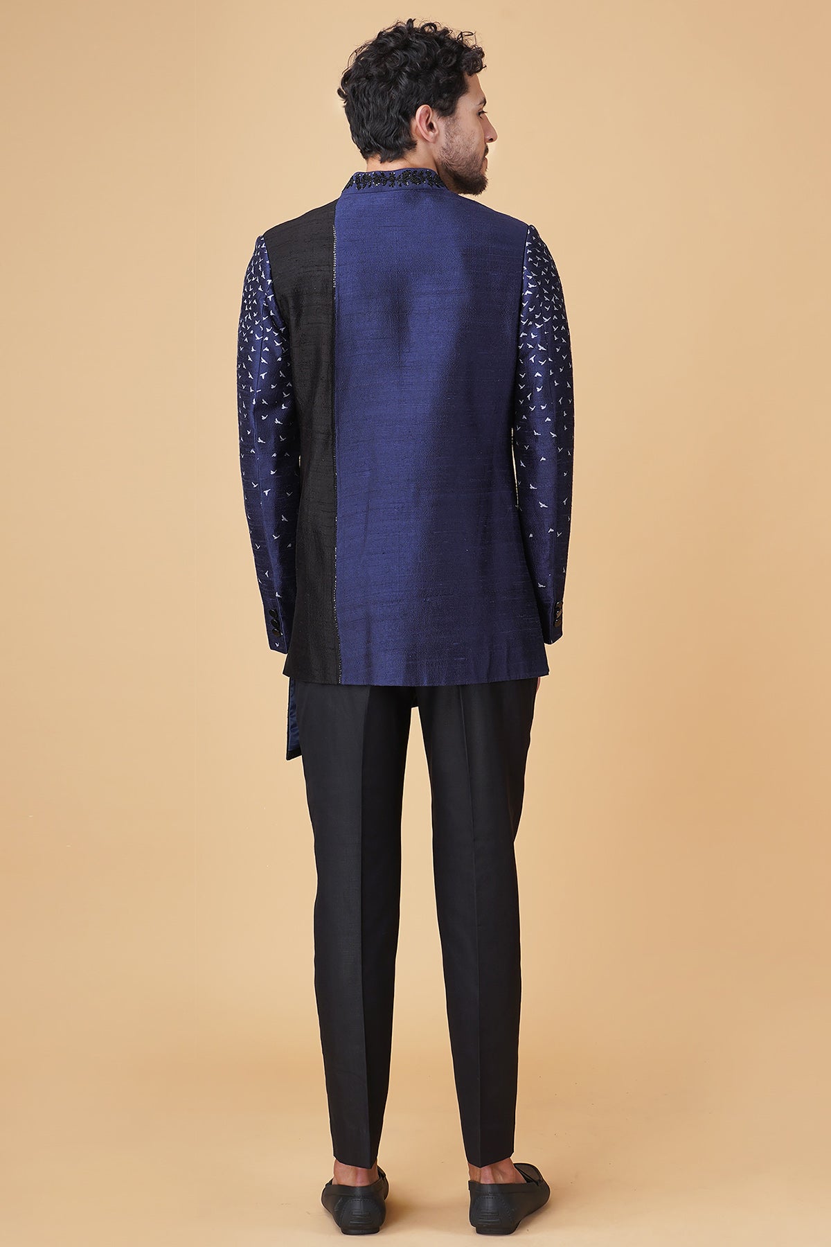 Blue Asymmetrical Jacket Set