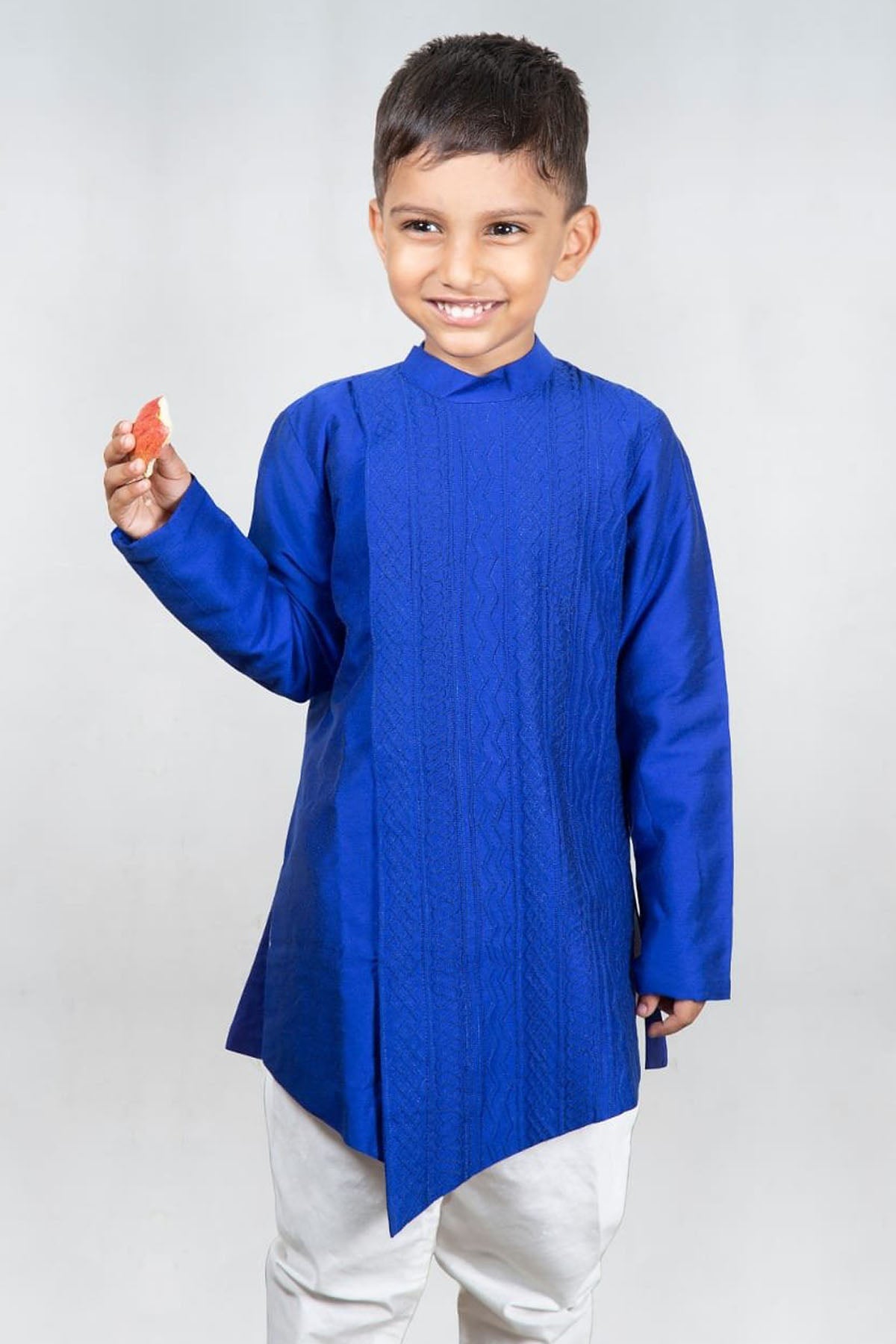 Designer Little Brats Blue Asymmetrical Kurta Set For Kids Available online at ScrollnShops