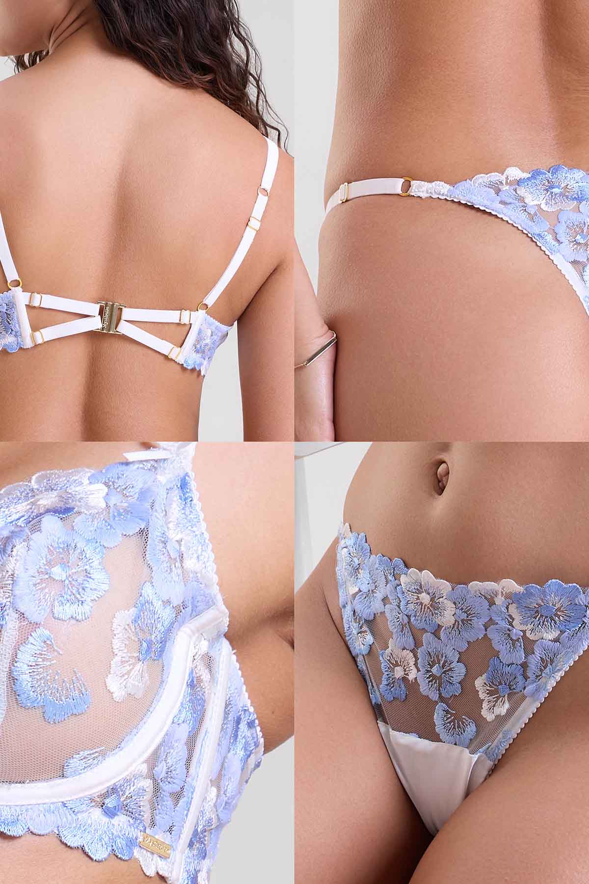 Blue Balconette Bra & Thong