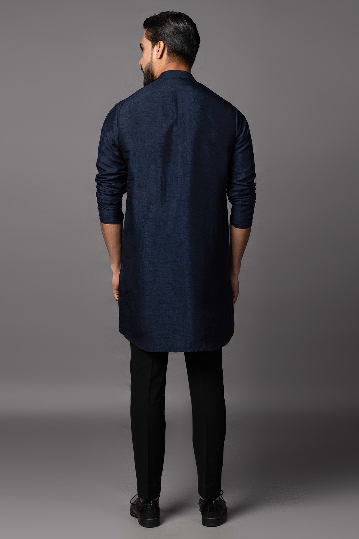 Blue Bam Silk Pintuck Kurta Set