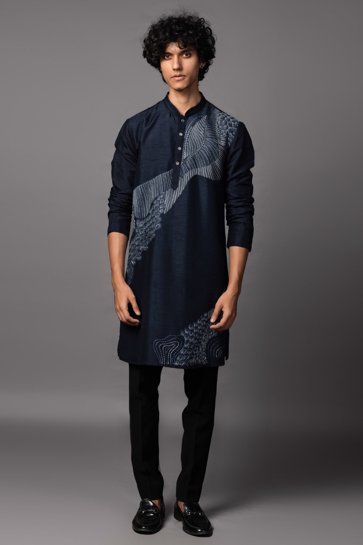 Buy Blue Bamsilk Abstract Kurta Set for men by Paarsh Atelier online available at scrollnshops