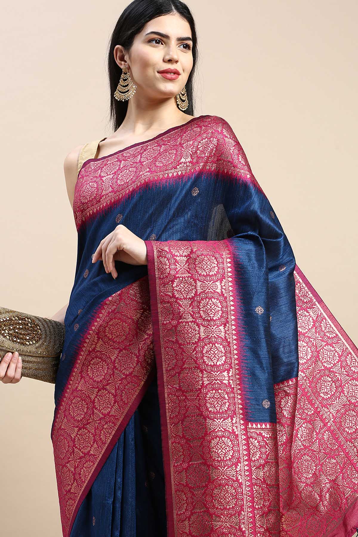 Blue Banarasi Silk Zari Saree