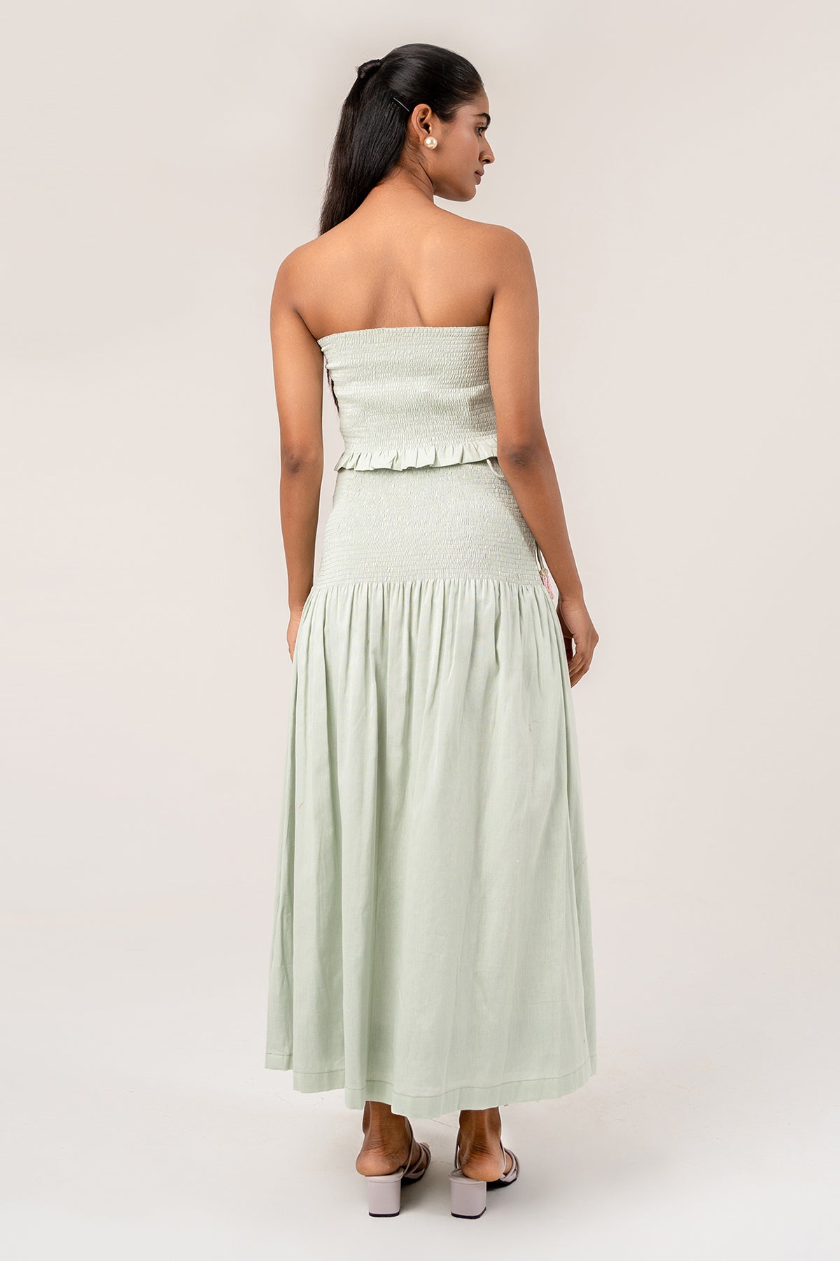 Blue Bandeua Top & Midi Skirt