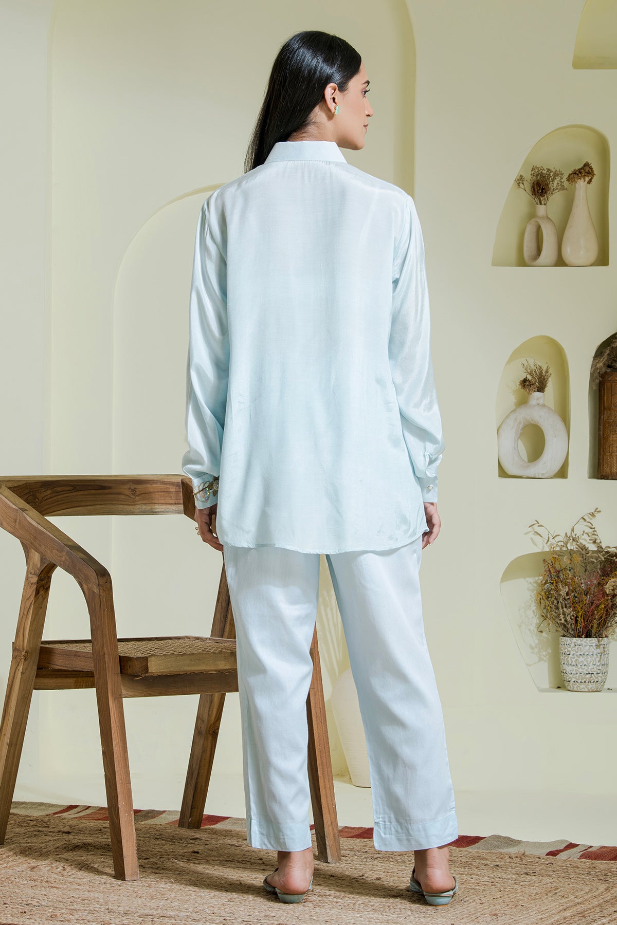 Blue Bead Embroidered Co-ord Set