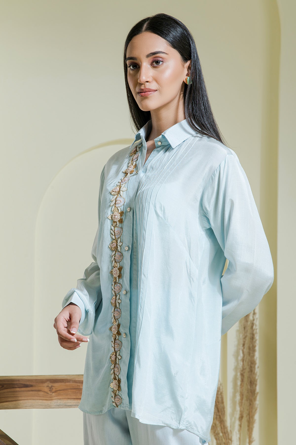 Blue Bead Embroidered Co-ord Set