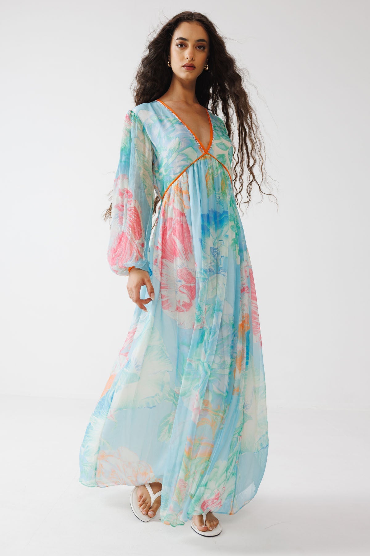 Buy Blue Bead & Sequins Maxi Dress for women by Reena Sharma online available at scrollnshops