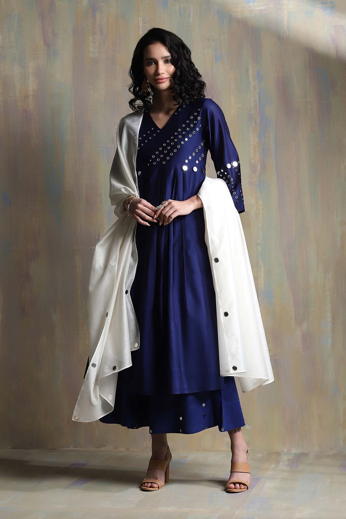 Buy Blue Bell Sleeves Kurta Set by Charkhee for women online at ScrollnShops