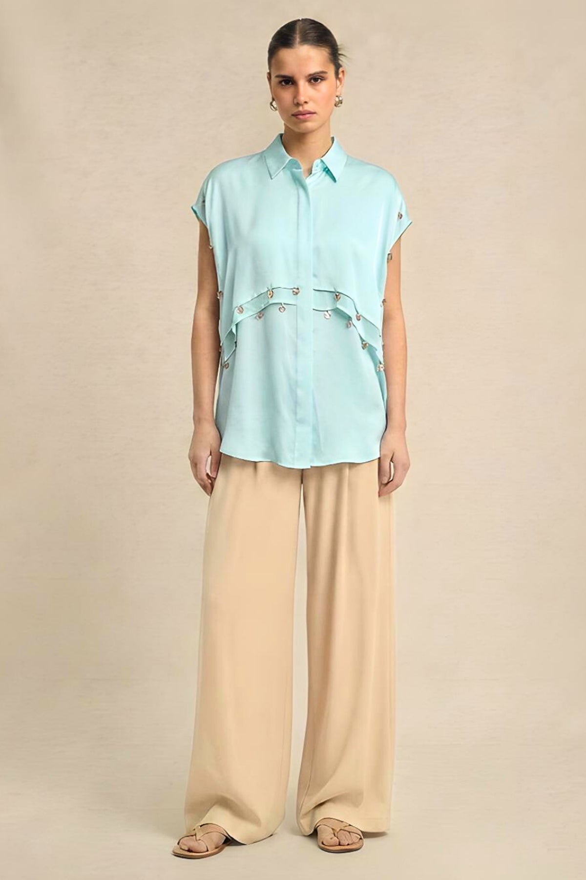 Buy Blue Bemberg Coin Flap Shirt for women by Neora online available at scrollnshops